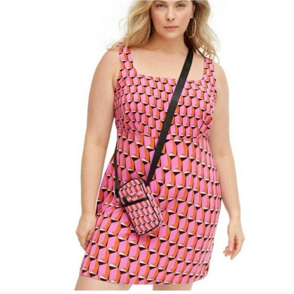 Diane Von Furstenberg DVF Target Womens Plus 28 Pink 90s Geo Mini 70s Dress NWT - Picture 14 of 16